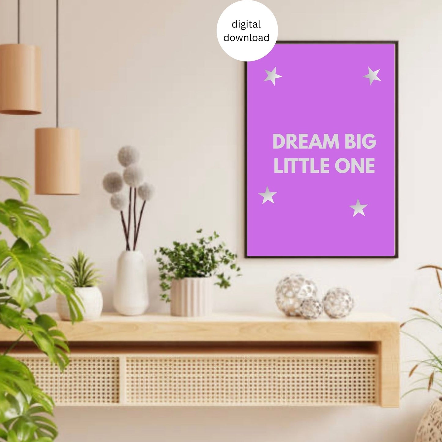 Dream Big Little One Nursery Wall Art | Cute Printable Quote for Kids Room | Digital Download | Baby Room Decor | Pastel Animal Poster
