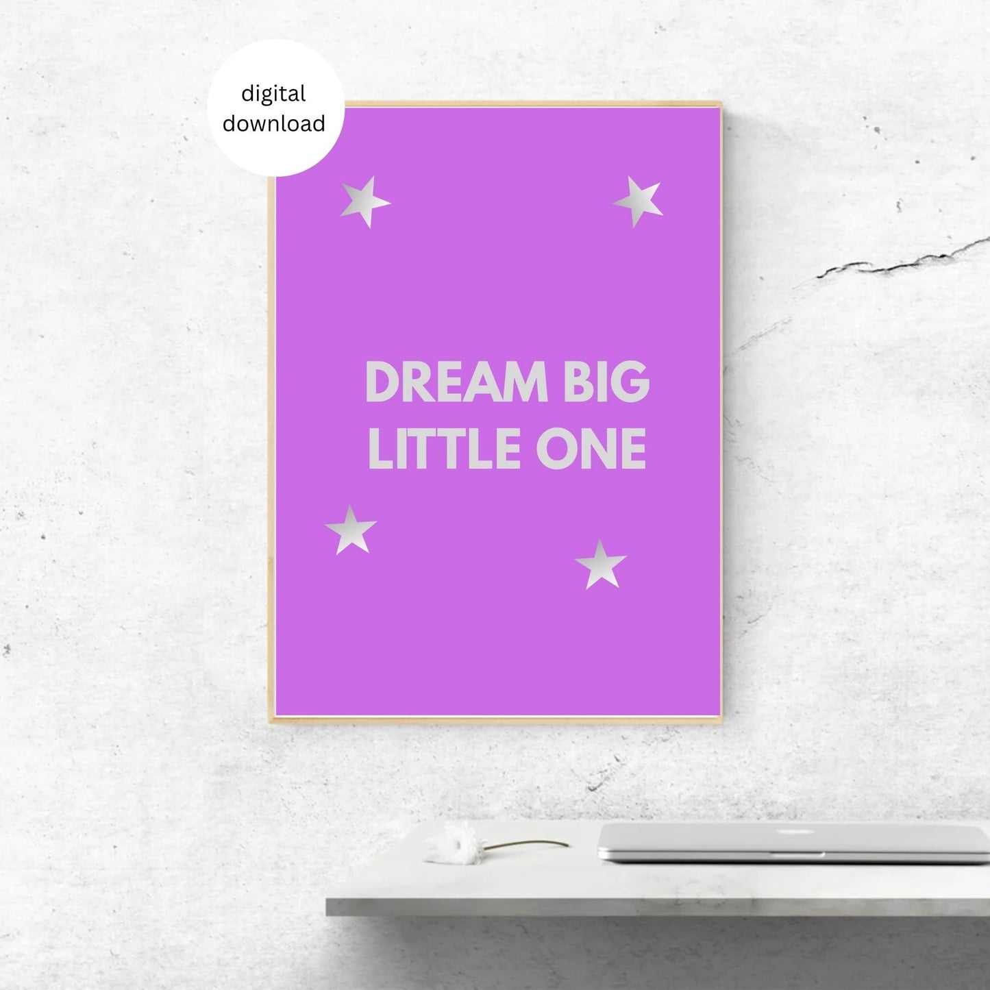 Dream Big Little One Nursery Wall Art | Cute Printable Quote for Kids Room | Digital Download | Baby Room Decor | Pastel Animal Poster