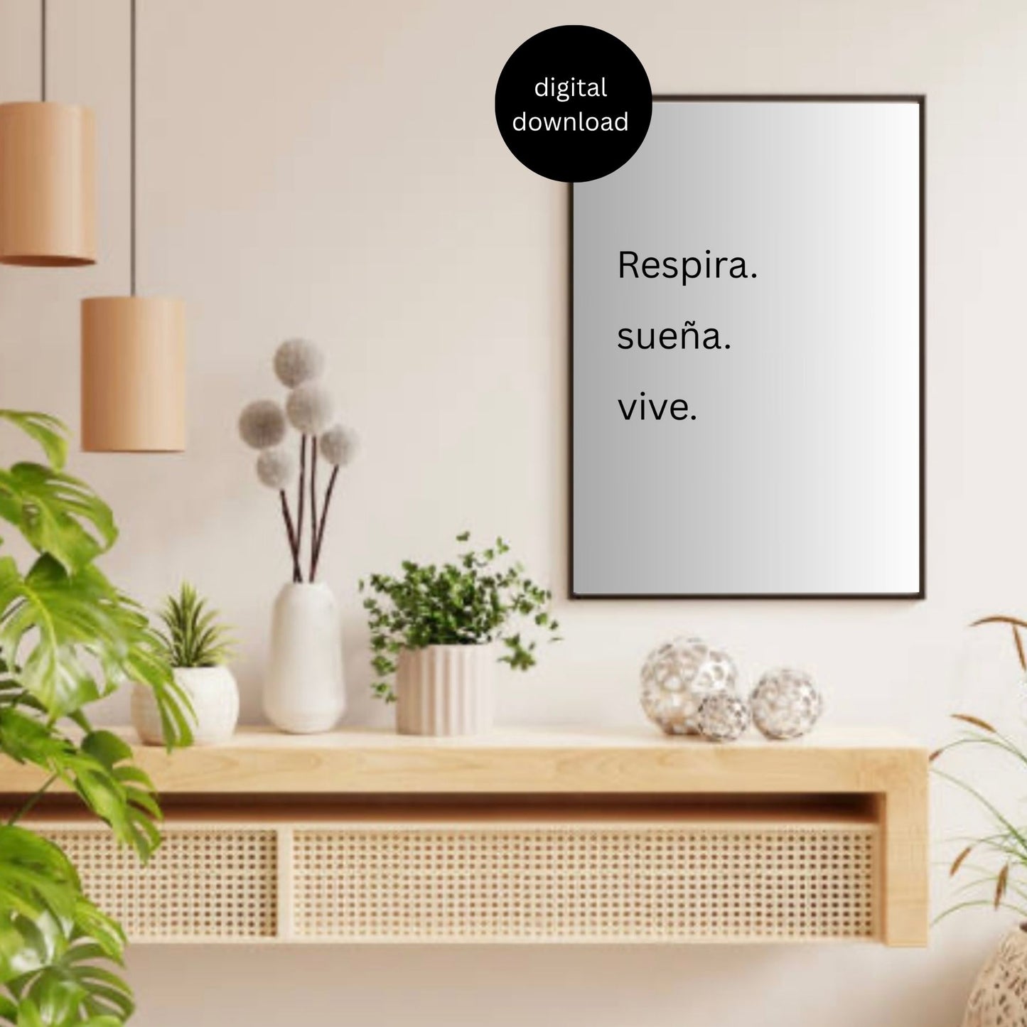 Respira Sueña Vive Printable | Spanish Minimalist Wall Art | Motivational Quote Poster | Digital Download | Neutral Aesthetic Decor