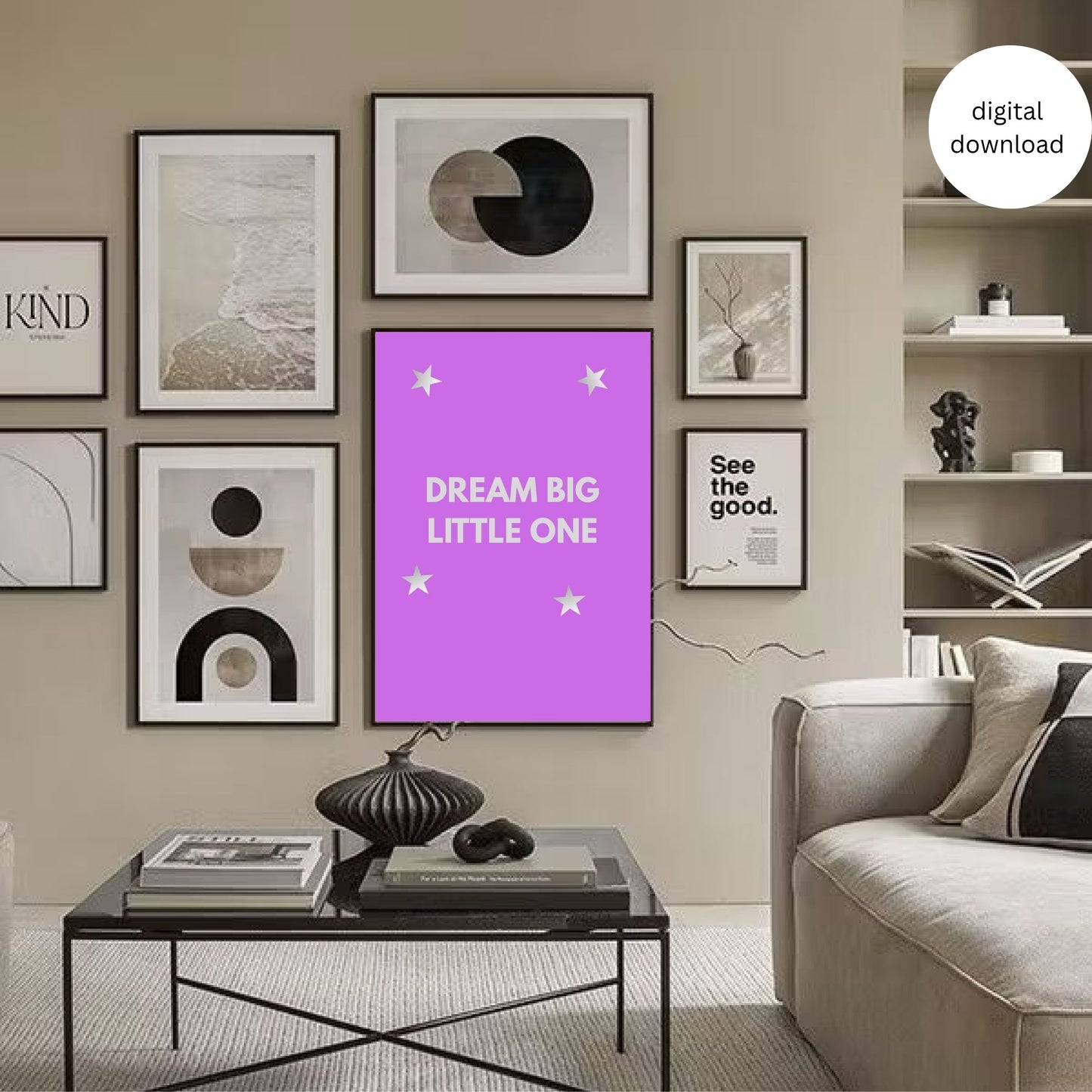 Dream Big Little One Nursery Wall Art | Cute Printable Quote for Kids Room | Digital Download | Baby Room Decor | Pastel Animal Poster