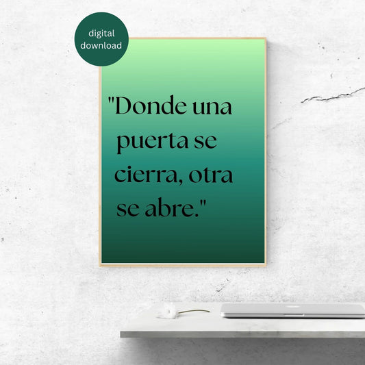 Donde Una Puerta Se Cierra Printable | Spanish Wall Art Quote | Digital Download | Motivational Decor | Minimalist Home Poster