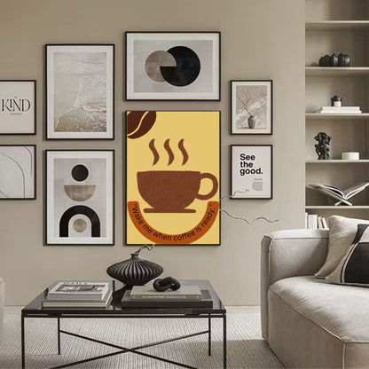 Minimalist Coffee Wall Art Printable - "Wake Me When Coffee is Ready" - Kitchen Digital Download | Cozy Café Decor | Modern Coffee Quote Poster